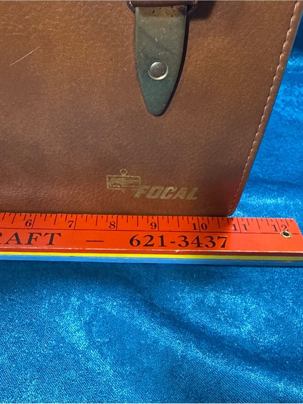 Vintage Hard Shell FOCAL Brown Leather Large Camera Case #203 Adjustable Strap